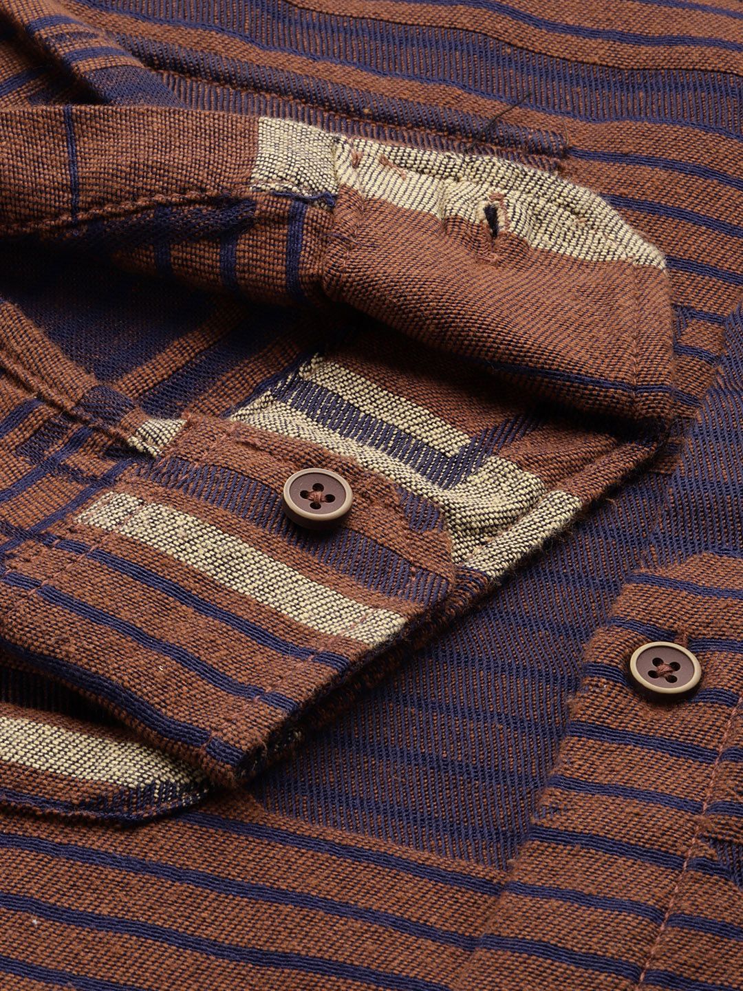Men's Brown Relaxed Fit Geometric Resort Wear Shirt