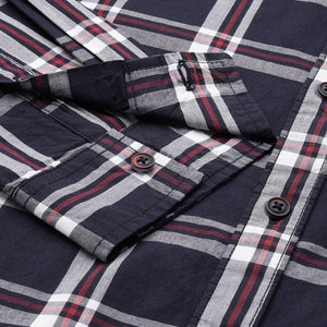 Men's Navy Blue Slim Fit Checked Casual Shirt