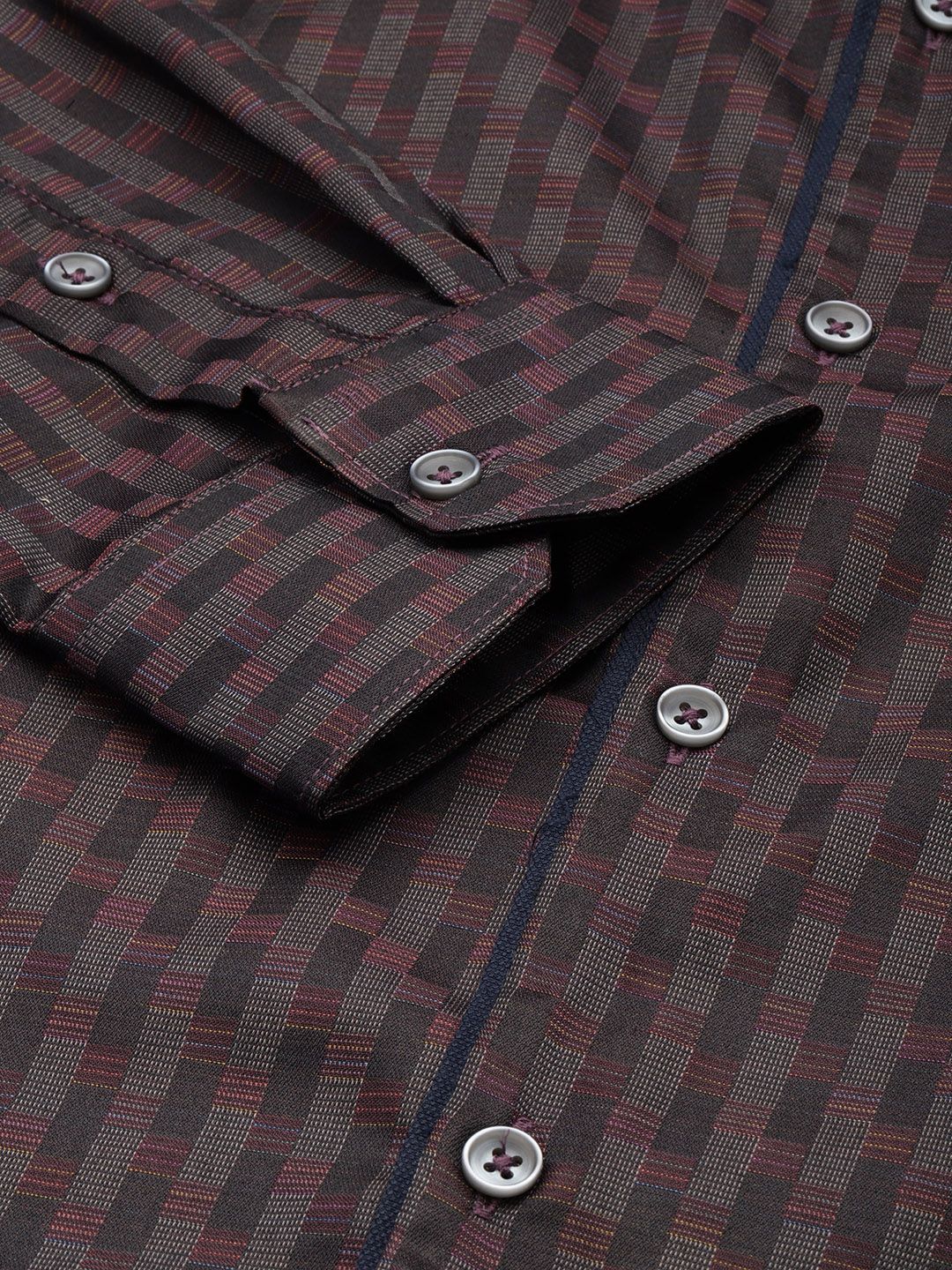 Men's Purple Slim Fit Checked Formal Shirt