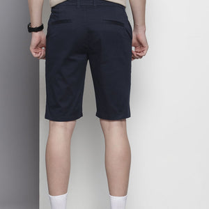 Men's Navy Blue Regular Fit Solid Chino Shorts