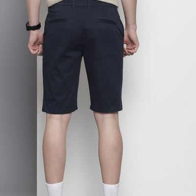 Men's Navy Blue Regular Fit Solid Chino Shorts