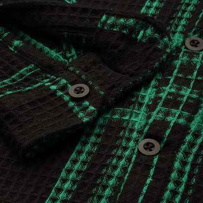 Men's Black Relaxed Fit Textured Casual Shirt