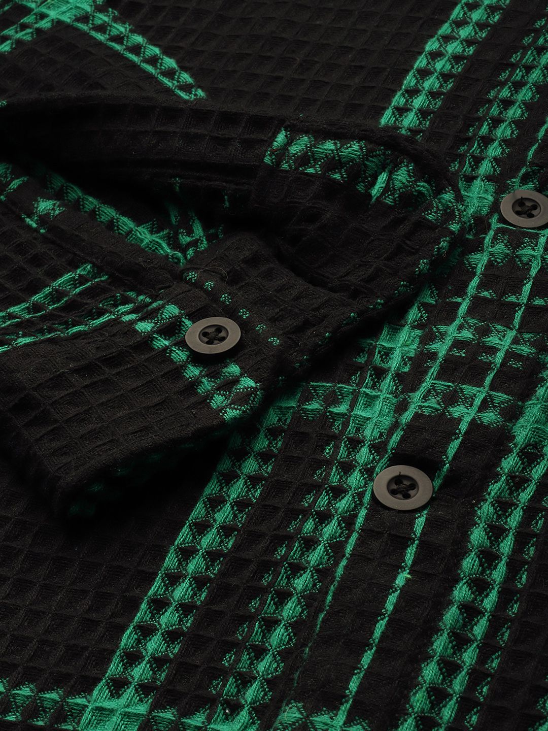Men's Black Relaxed Fit Textured Casual Shirt