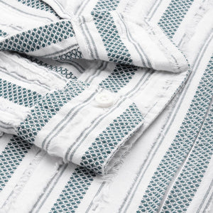 Men's Green Relaxed Fit Striped Resort Wear Shirt