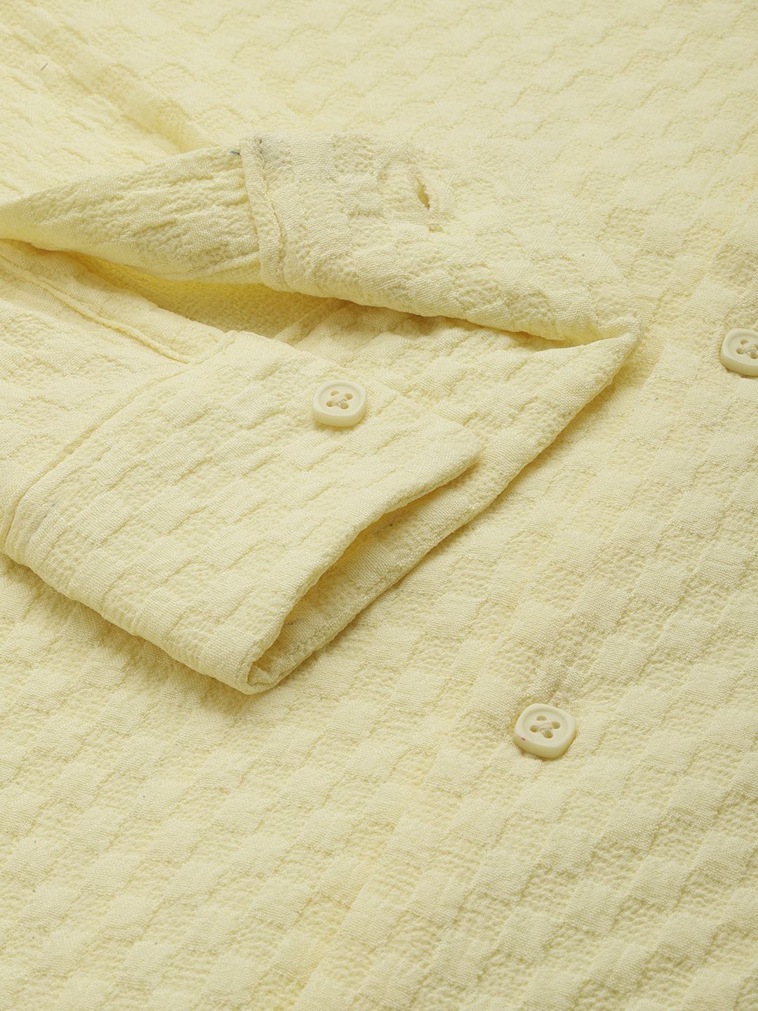 Men's Yellow Relaxed Fit Solid Resort Wear Shirt