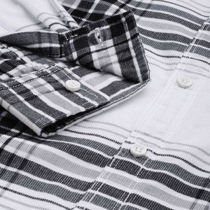 Men's White Regular Fit Checked Casual Overshirt