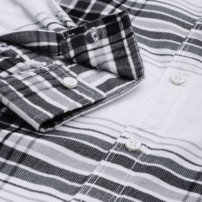 Men's White Regular Fit Checked Casual Overshirt
