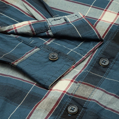 Men's Blue Slim Fit Checked Casual Shirt