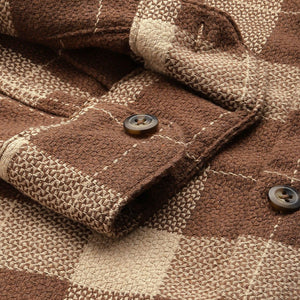 Men's Brown Relaxed Fit Checked Resort Wear Shirt