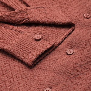 Men's Rust Regular Fit Solid Resort Wear Shirt
