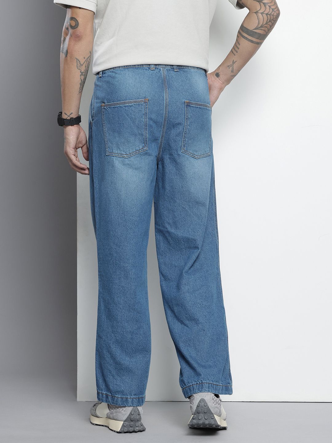 Men's Blue Relaxed Fit Solid Denim Joggers