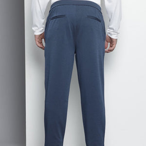 Men's Blue Regular Fit Solid Chinos