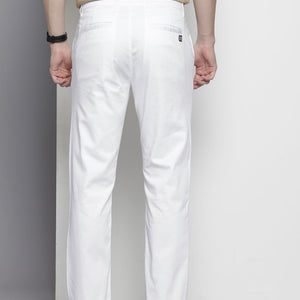 Men's White Regular Fit Solid Chinos