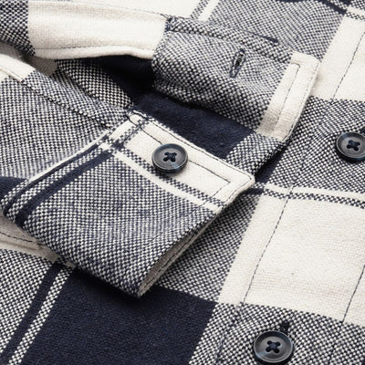 Men's Navy Blue Regular Fit Checked Casual Shirt