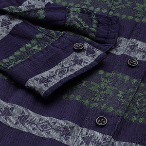 Men's Green Relaxed Fit Aztec Resort Wear Shirt