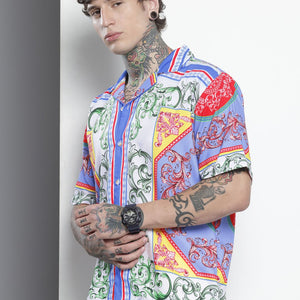 Men's Multicolor Oversized Kitch Street Wear Shirt