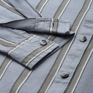 Men's Grey Slim Fit Striped Casual Shirt