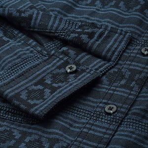 Men's Grey Relaxed Fit Textured Resort Wear Shirt