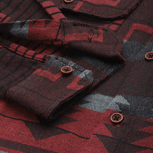 Men's Red Relaxed Fit Geometric Print Resort Wear Shirt