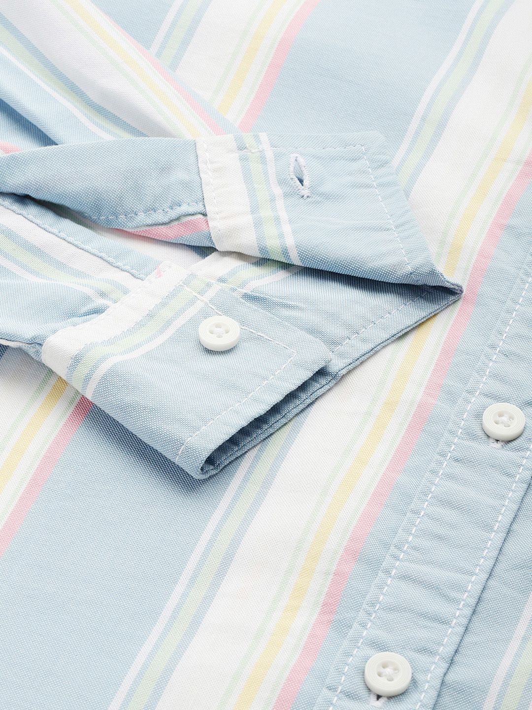 Men's Blue Slim Fit Striped Casual Shirt