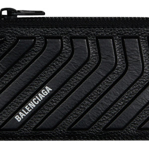 Balenciaga Car Long Coin And Card Holder In Grained Calfskin Black