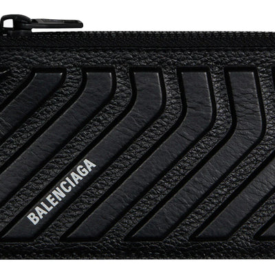Balenciaga Car Long Coin And Card Holder In Grained Calfskin Black