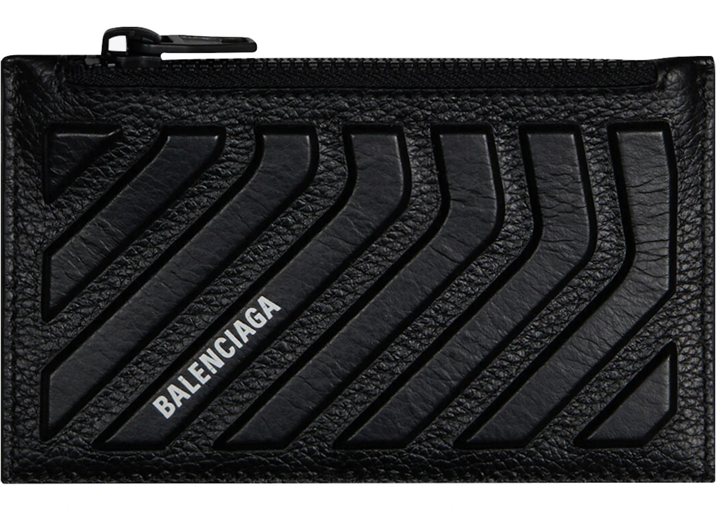 Balenciaga Car Long Coin And Card Holder In Grained Calfskin Black