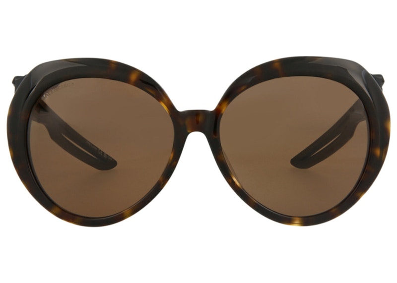 Balenciaga Oval-Frame Acetate Sunglasses Havana/Black/Brown