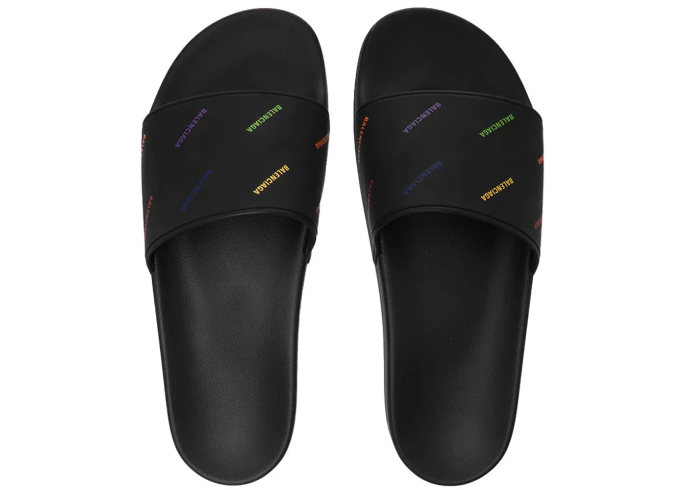 Balenciaga Pride Pool Slides Black White Multi