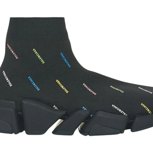 Balenciaga Speed 2.0 Allover Logo Recycled Knit Black Multicolor (Women'S)