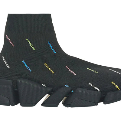Balenciaga Speed 2.0 Allover Logo Recycled Knit Black Multicolor (Women'S)