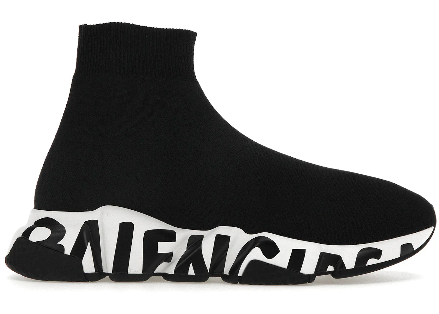 Balenciaga Speed Graffiti Trainers White Black Logo (Women'S)