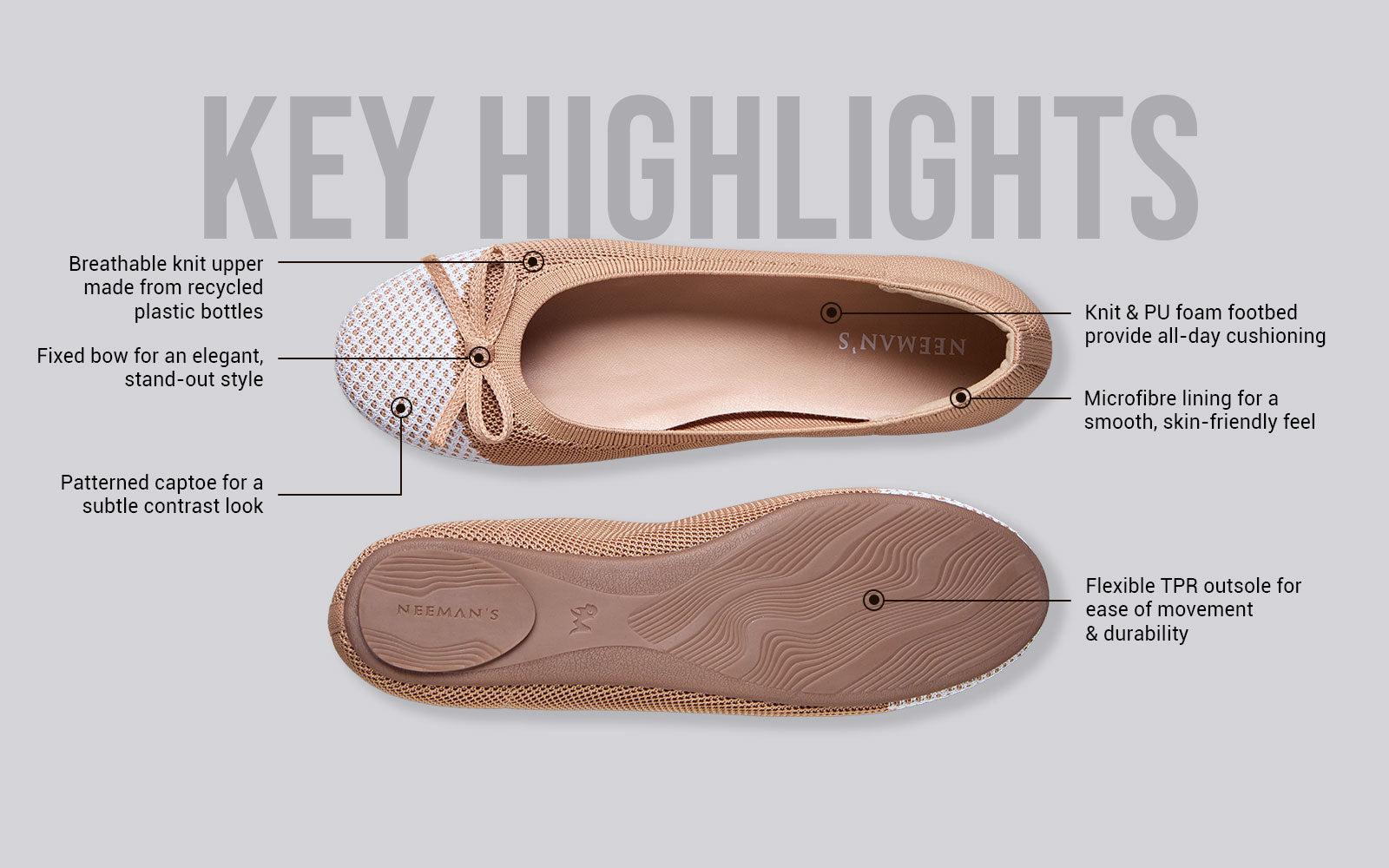 Ballet Flats For Women : Beige-Ivory