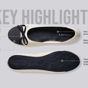 Ballet Flats For Women : Ivory-Black