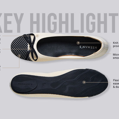 Ballet Flats For Women : Ivory-Black
