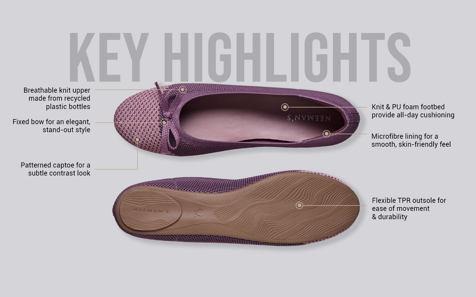 Ballet Flats For Women : Berry-Pink