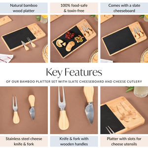 Slate Snack Platter Set With Cheese Knives