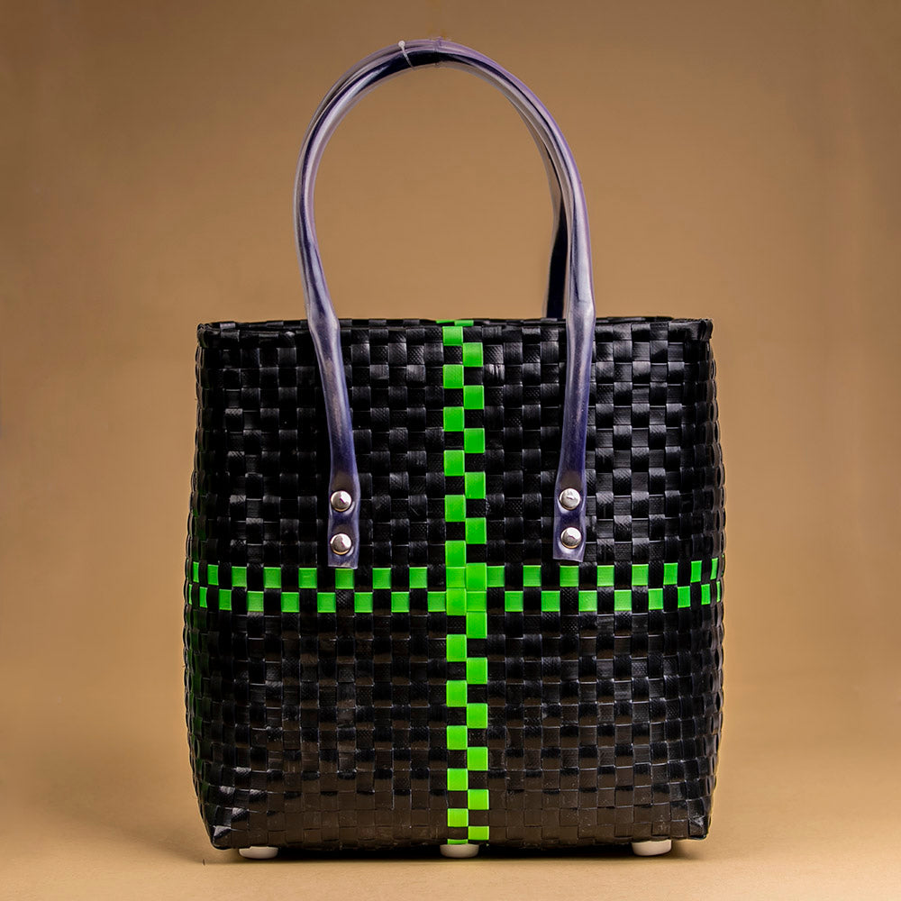 Black - Handmade Black & Green Basket