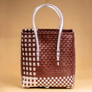 Brown - Handwoven Brown & White Basket
