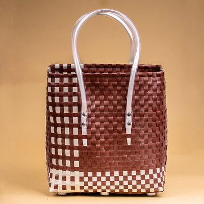 Brown - Handwoven Brown & White Basket