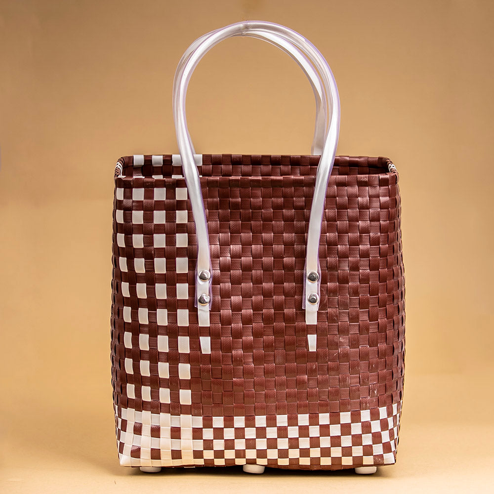 Brown - Handwoven Brown & White Basket