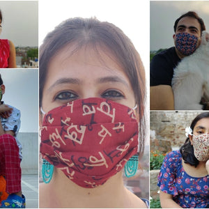 Bindaas Block Printed Cotton 3 Layer Snug Fit Face Cover