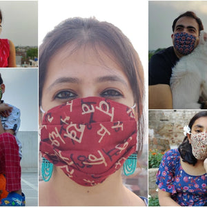 Bindaas Block Printed Cotton 3 Layer Snug Fit Face Cover