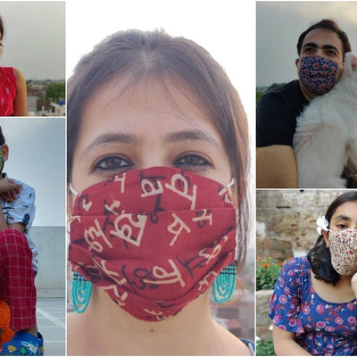 Bindaas Block Printed Cotton 3 Layer Snug Fit Face Cover