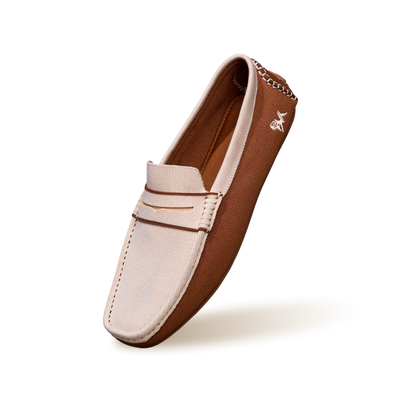 ReLive Knit Color Block Loafers : Beige/Brown