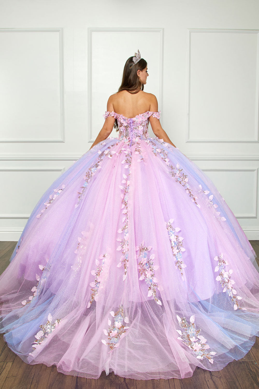 Ombre Off Shoulder Ball Gown by Petite Adele PQ1066