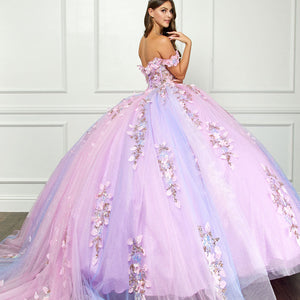 Ombre Off Shoulder Ball Gown by Petite Adele PQ1066