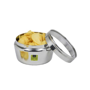Mirror Stainless Steel Belly Dabba with See Through Glass Lid | Silver | 1 Pc