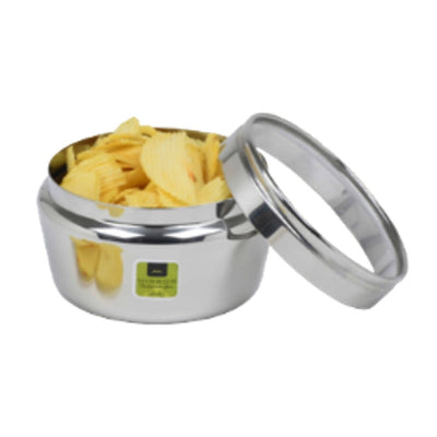 Mirror Stainless Steel Belly Dabba with See Through Glass Lid | Silver | 1 Pc