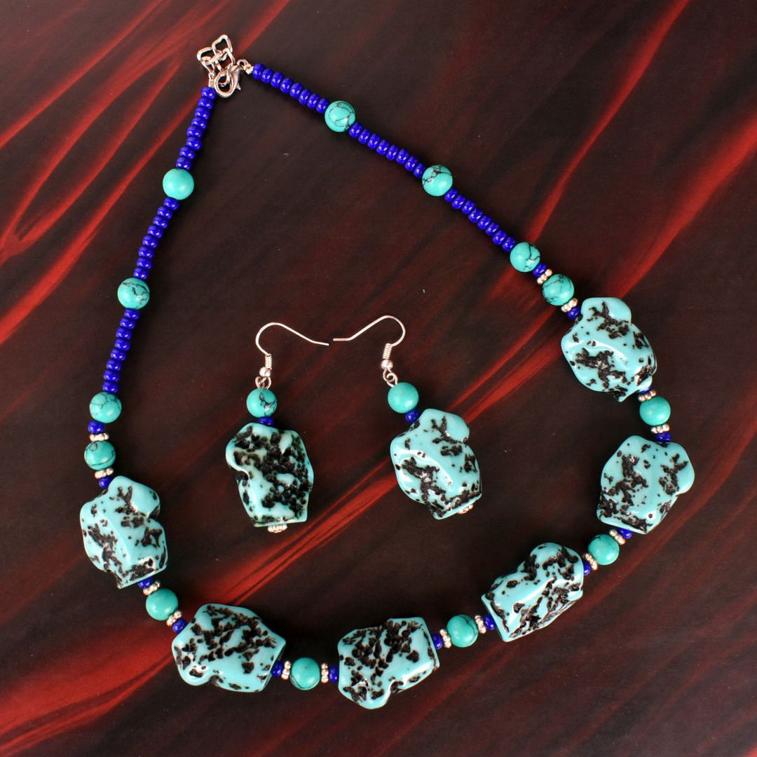 Bindurekha Faux Turquoise Stone Necklace Set